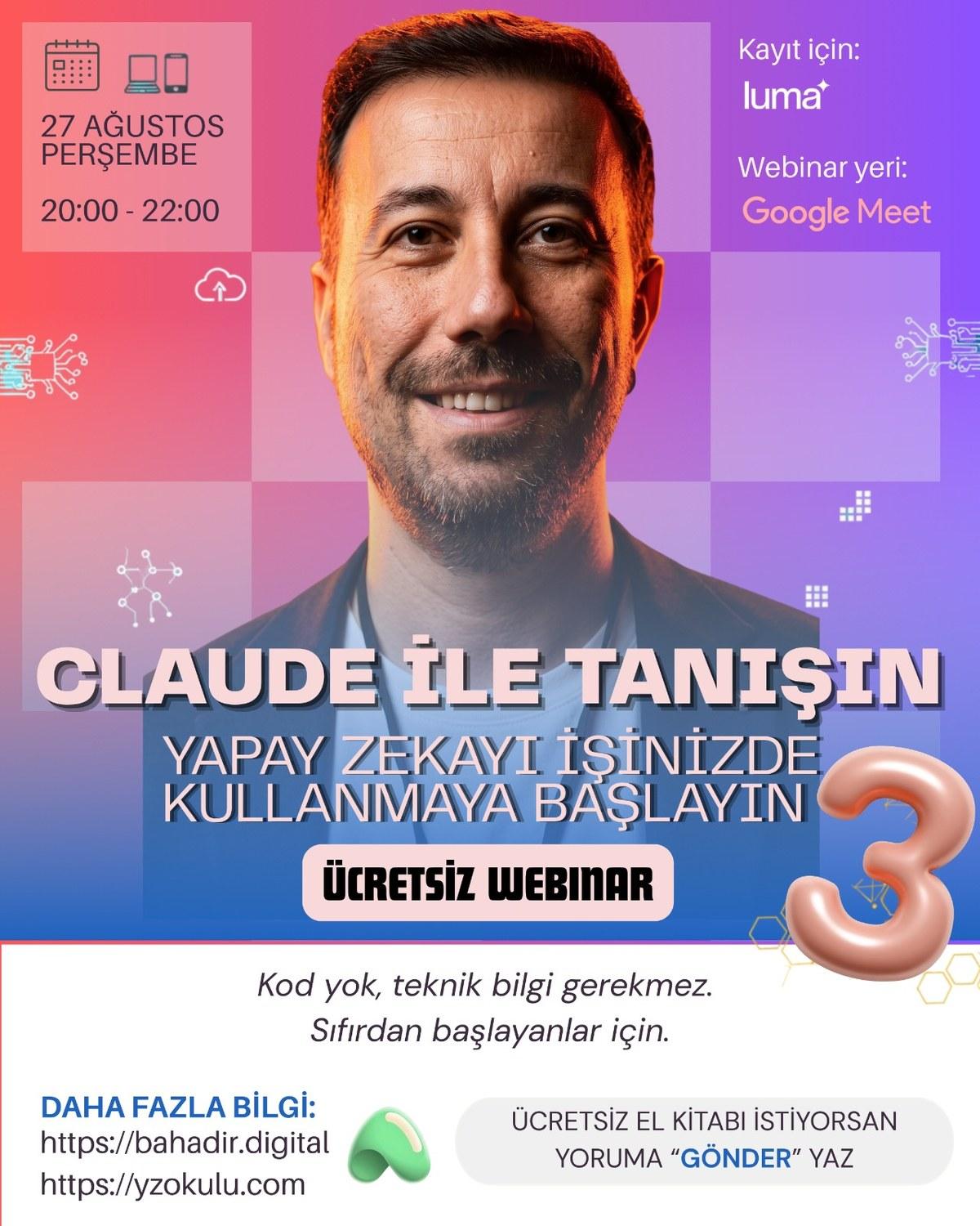 Claude ile Tanışın 3 webinar afişi